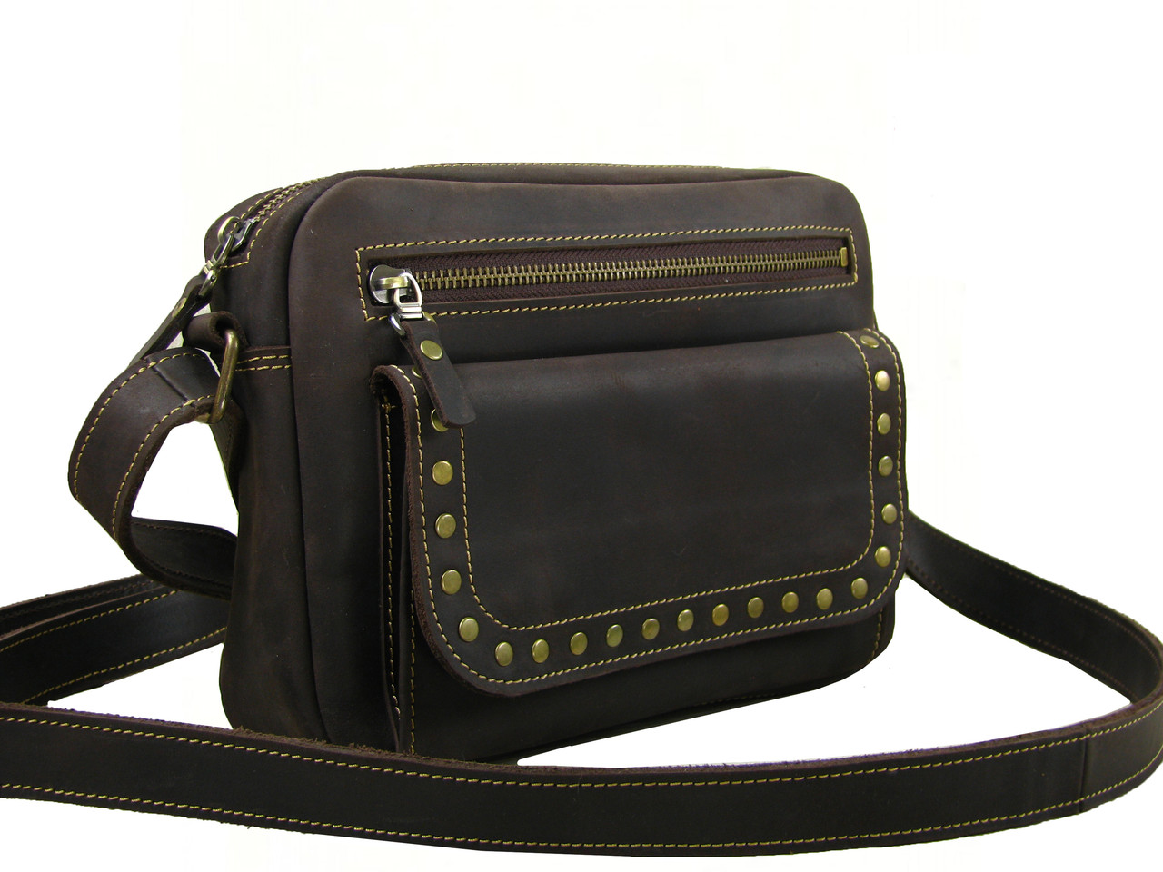 

Женская повседневная сумка кожаная 25х19х6см с гравировкой клиента коричневая