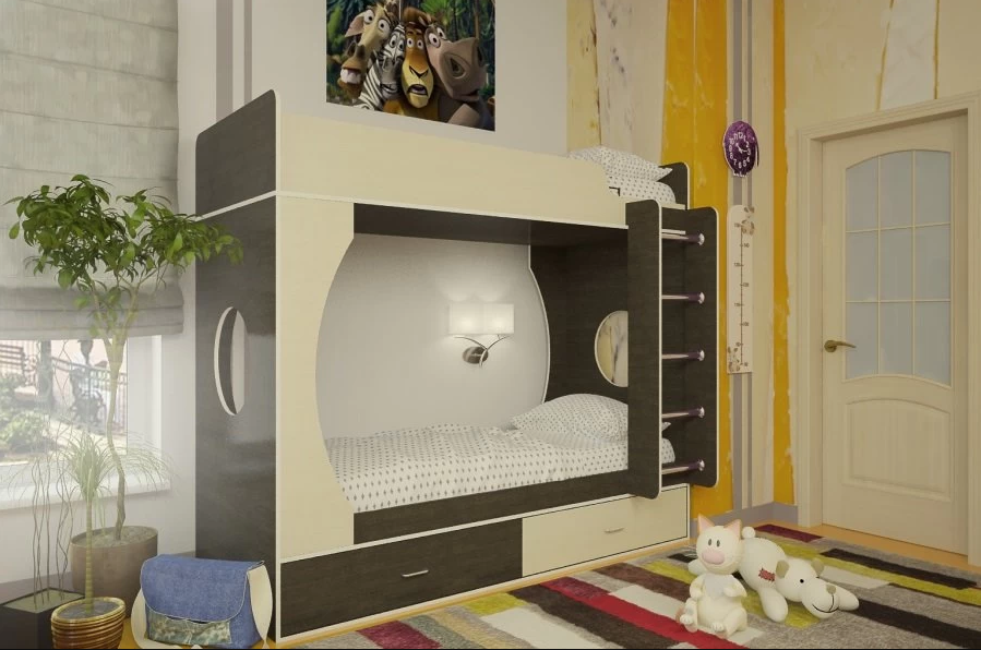 

Двухьярусная кровать KidsBunkBed K-047 венге темный венге светлый 2030хВ1790хГ864 мм
