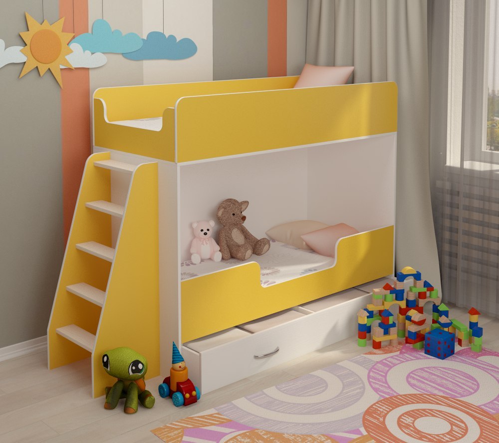 

Двухьярусная кровать KidsBunkBed K-053 белый цвет 1637х747х1366 мм