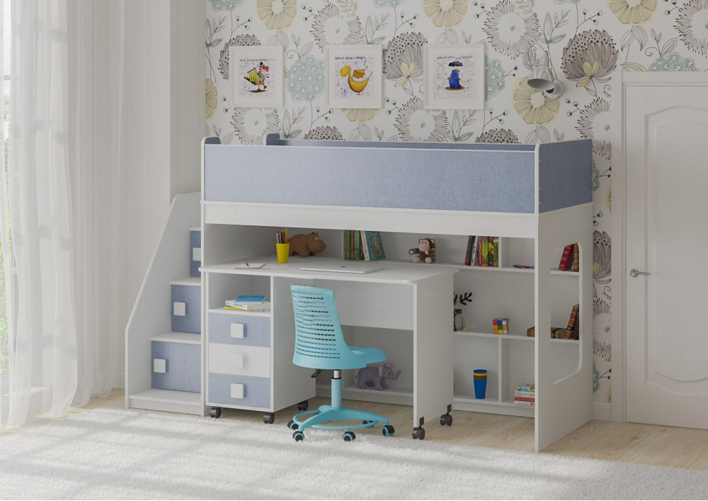 

Кровать-чердак KidsBunkBed K-046 белый цвет 2245 × 808 × 1405 мм