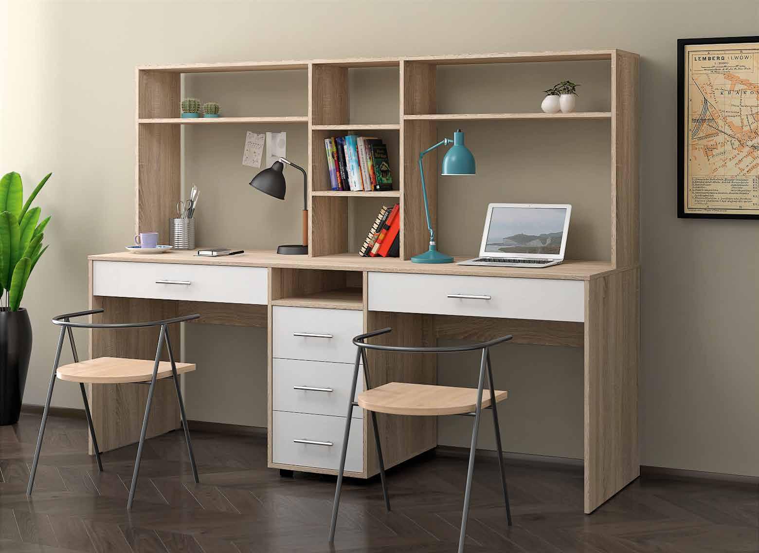 

Стол компьютерный KidsBunkBed C-026дуб сонома белый 2000х600/300х500/750 мм