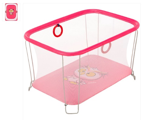 

Манеж Qvatro Сонечко-02 дрібна сітка рожевий (Owl)