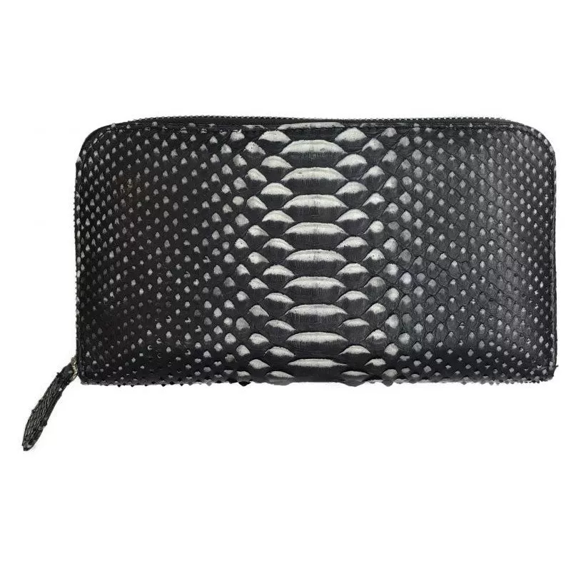

Универсальный клатч портмоне из натуральной кожи питона, цвет черный PTWI 11 EX Black Premium