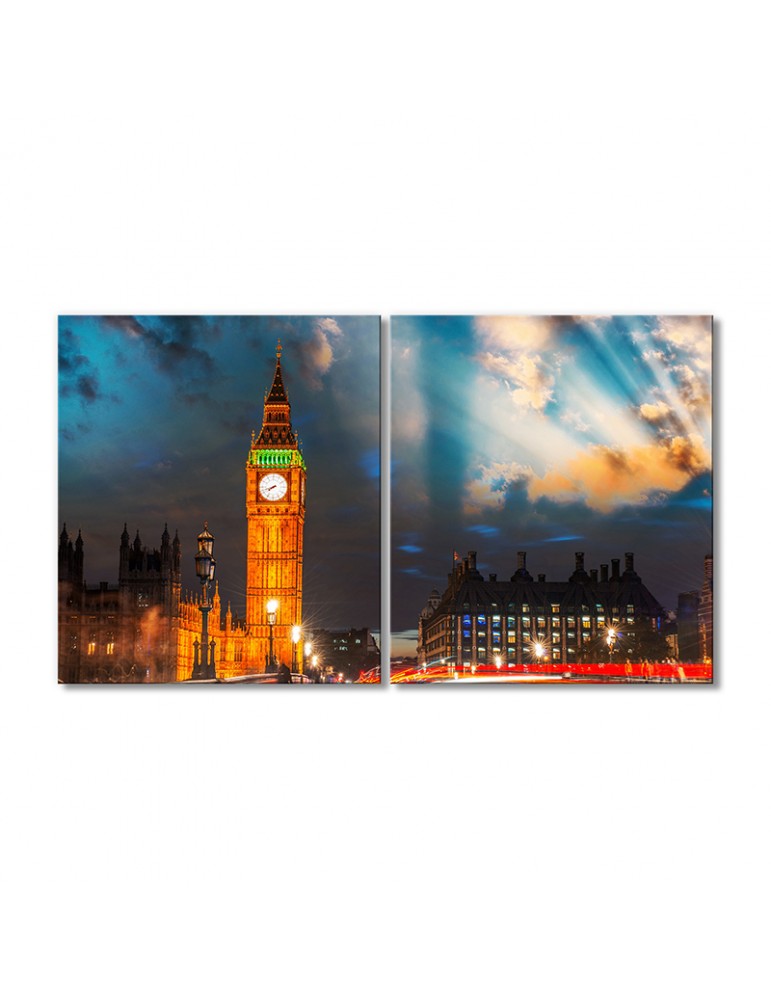 

Модульная картина Artel «Башня с часами Биг Бен в ночном Лондоне» 2 модуля 70x105 см