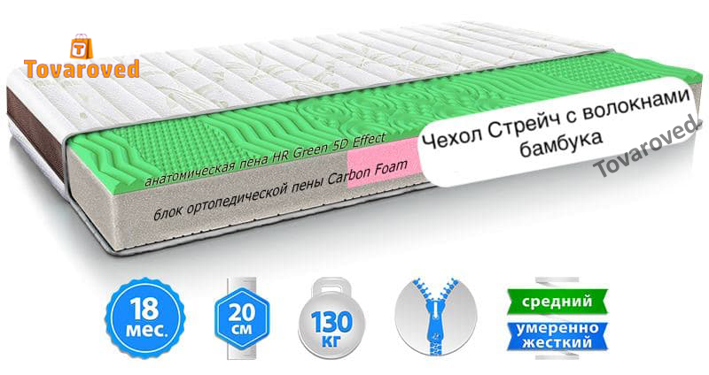 

Матрас ортопедический 90х200 Take&Go Bamboo NEO GREEN