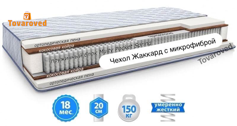 

Матрас ортопедический 160х200 Sleep&Fly Silver Edition COBALT