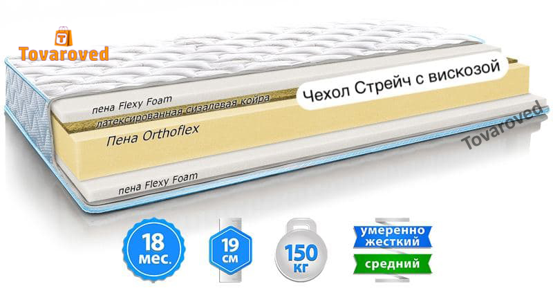 

Матрас ортопедический 150х200 Sleep&Fly Flex Fitness