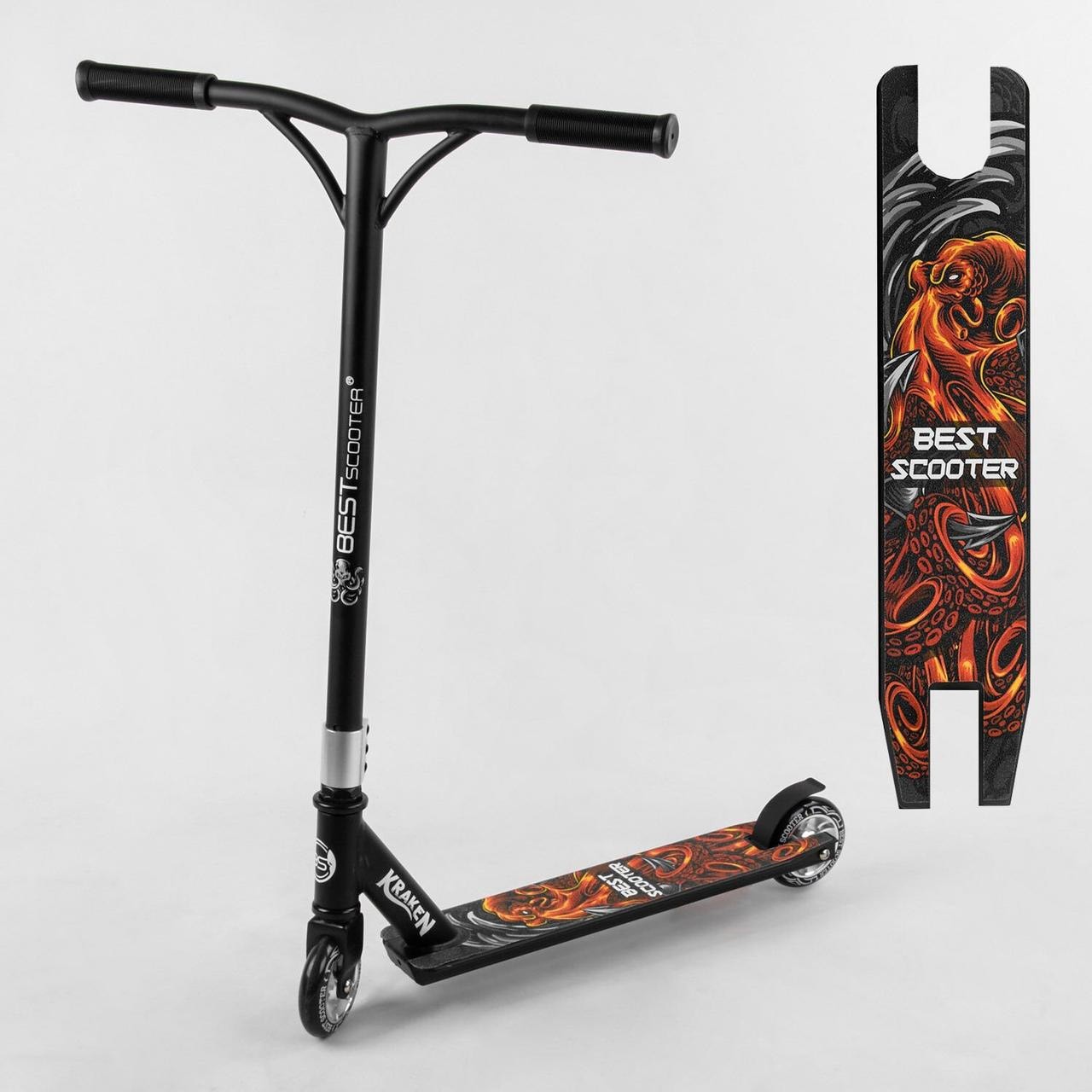 

Самокат трюковый Best Scooter Kraken, до 80 кг, S-11032, черный серебристый