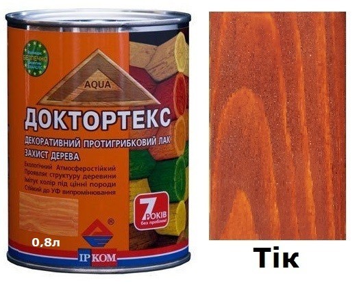 

Декоративный антисептический грунт-лак Ирком Доктортекс тик 0,8л