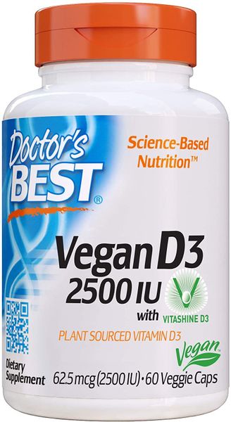 

Витамин D3 Vegan Vitamin D3 Doctor's Best 2500 МО 60 капсул (599173)
