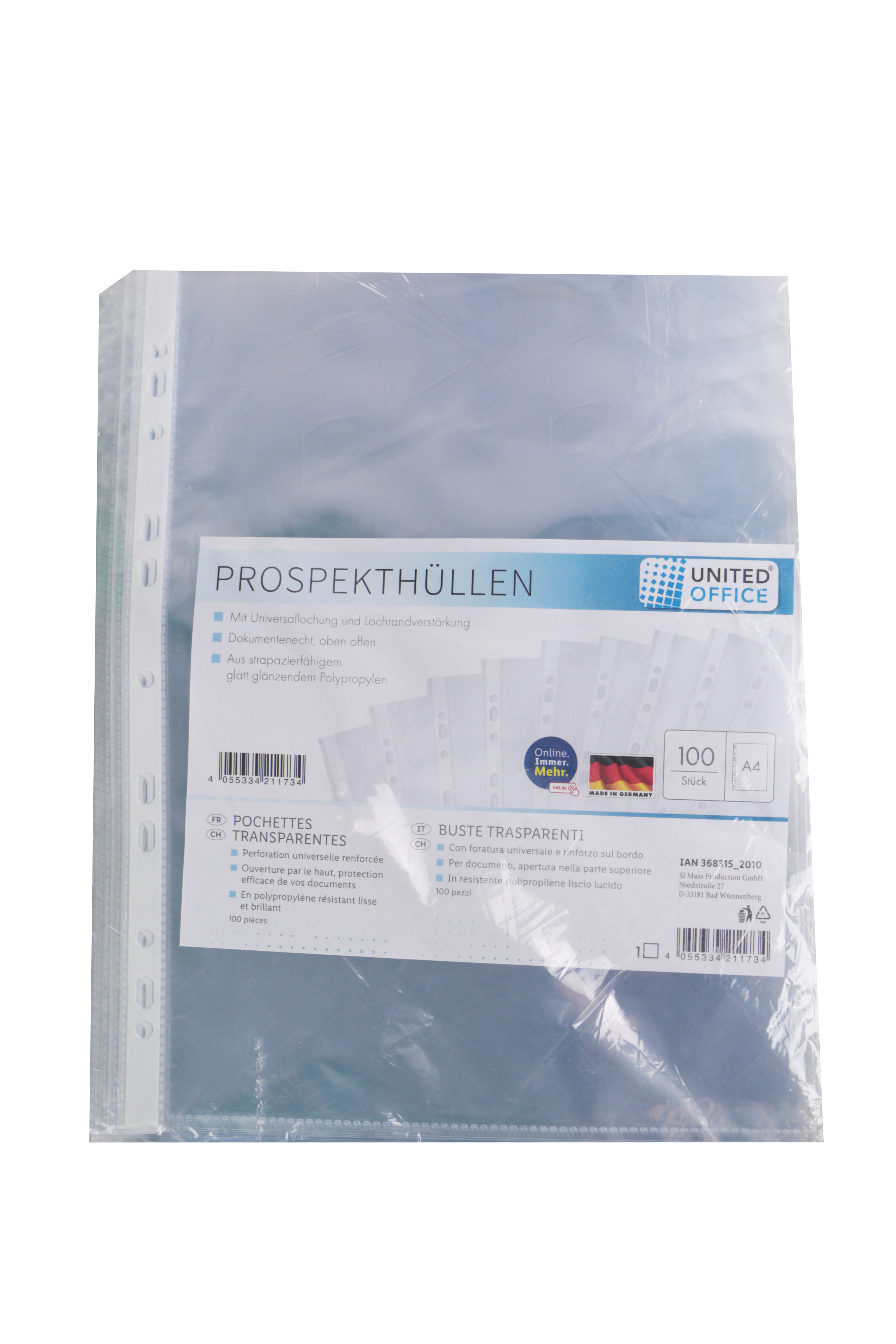 

Набор файлов А4 (100шт) UNITED OFFICE прозрачный CO-110054