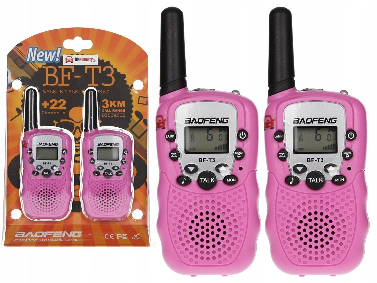 

Рация, Радиостанция детская Baofeng MiNi BF-T3 PMR446 Pink комплект из 2шт