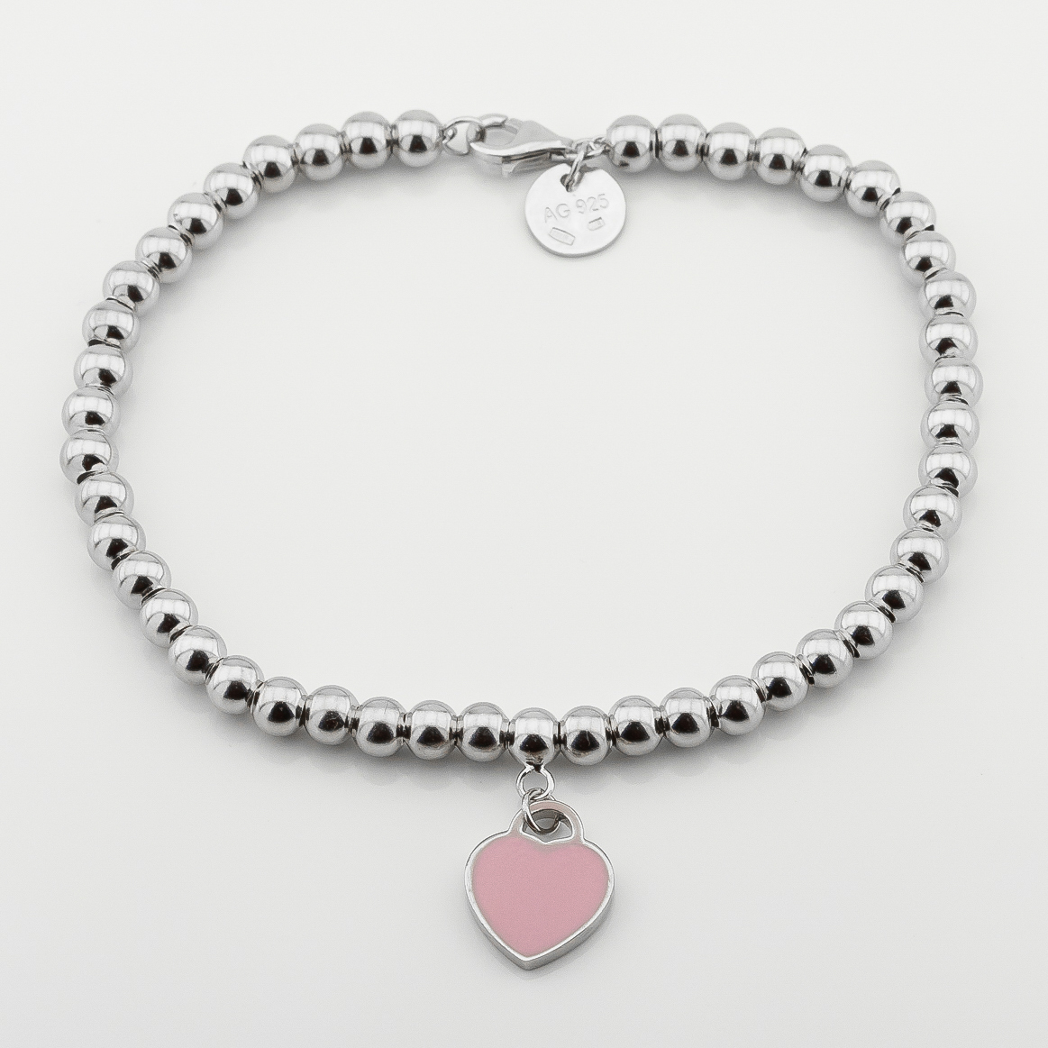 

Серебряный браслет Сердечко с эмалью (розовый) b15390 Диамант, 18 размер