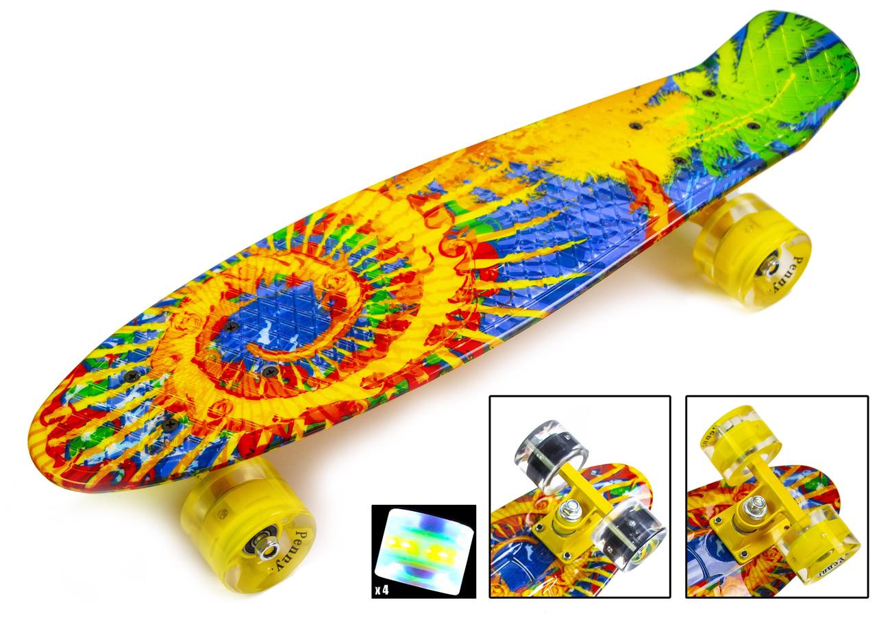 

Пенни борд, Penny Board "SUNFLOWERS" светящиеся колеса
