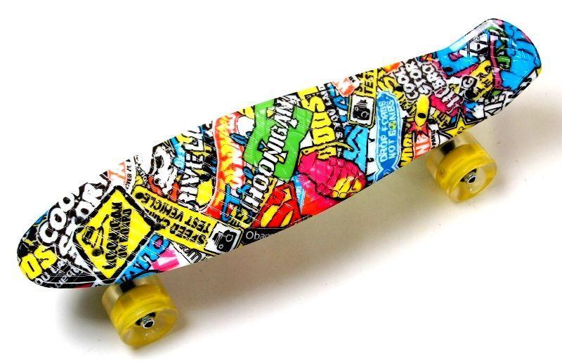 

Пенни борд, Penny Board "GRAFFITI" INSCRIPTION светящиеся колеса