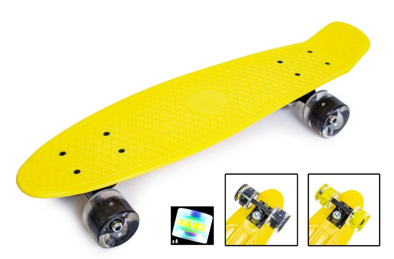 

Пенни борд, Penny Board YELLOW. Светящиеся колеса