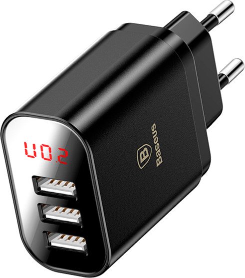 

Зарядное устройство Baseus Mirror Lake Intelligent Digital Display 3USB Travel Charger 3.4A (EU) Black (CCALL-BH01)
