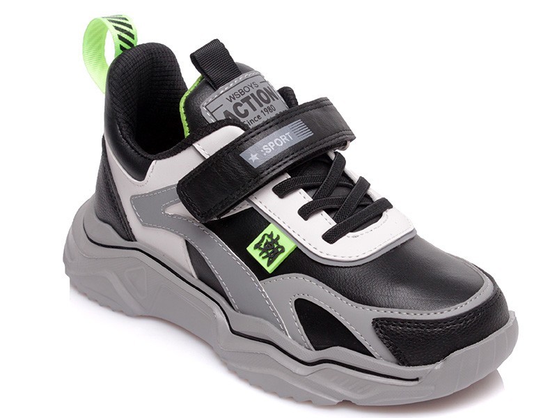 

Кросівки Weestep (32р) 20,7 см сіро-чорні з салатовими елементами