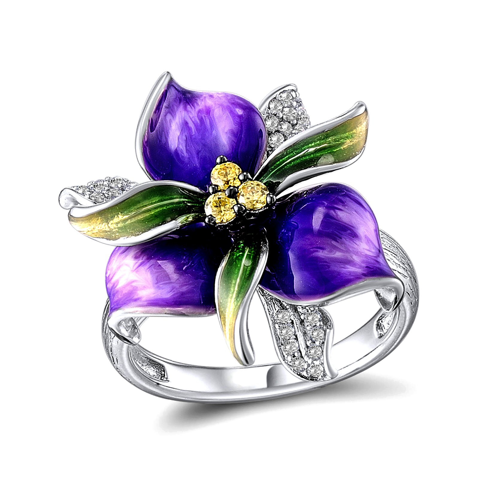 

Кольцо из серебра с куб. циркониями и эмалью 1716249, размер 18.5