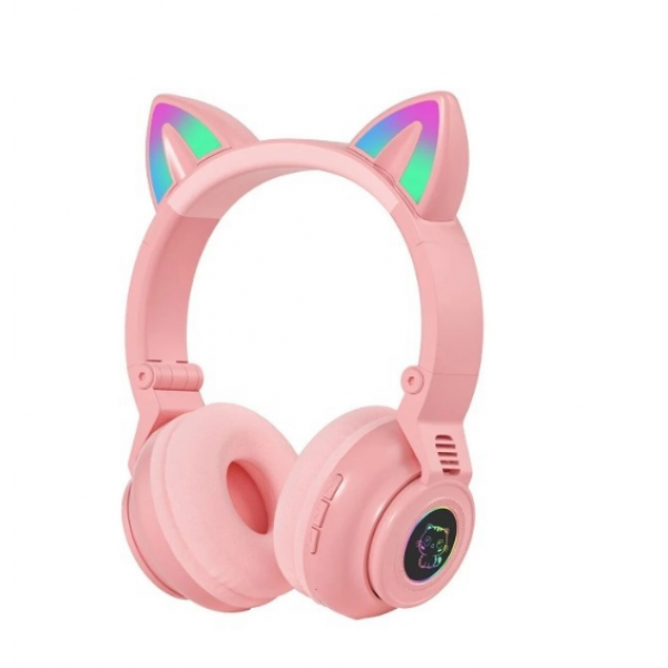

Наушники складные CAT STN-26 Беспроводные с LED подсветкой с ушками Pink