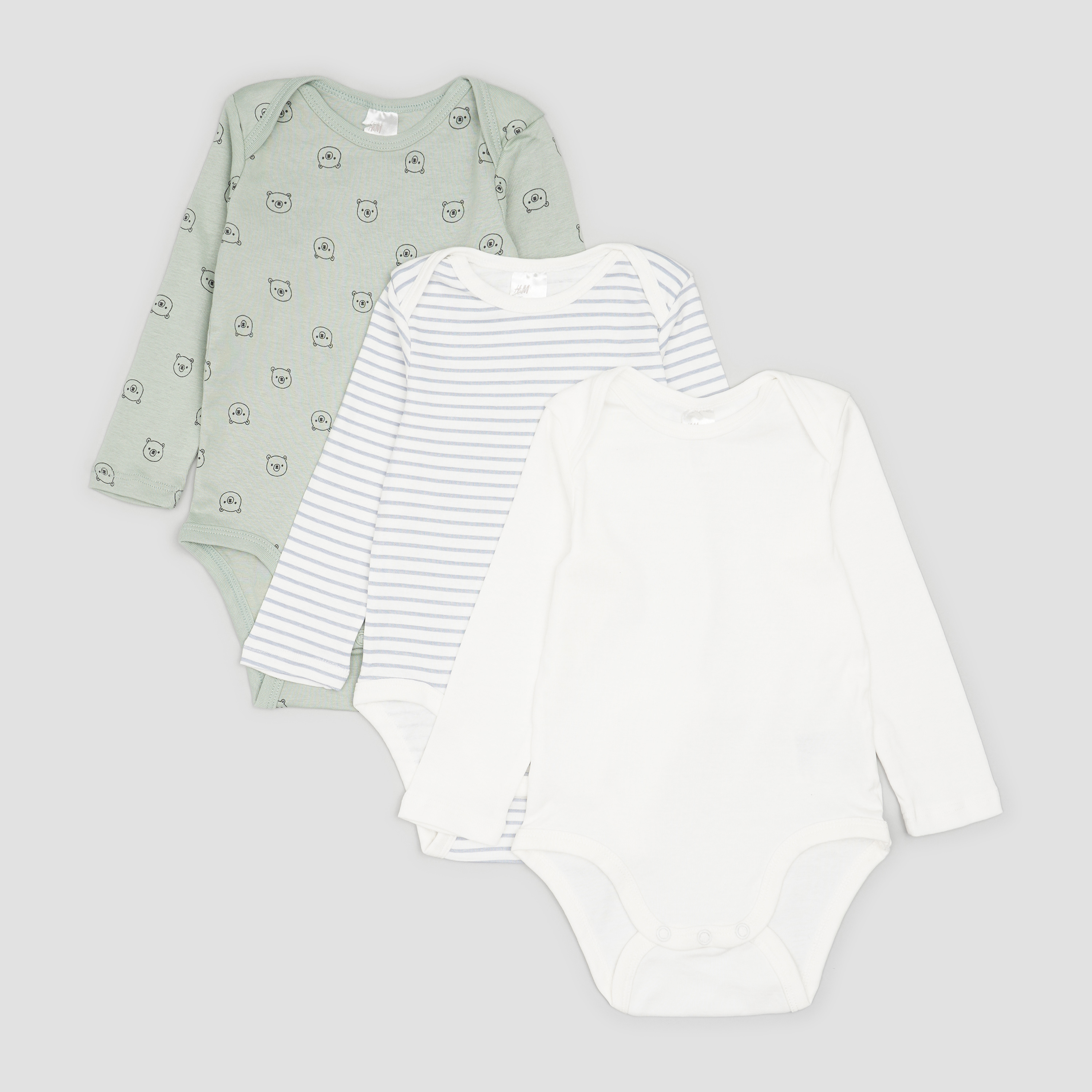 

Боди H&M 6516267 80 см 3 шт Белое/Хаки (EZH2000000146195)