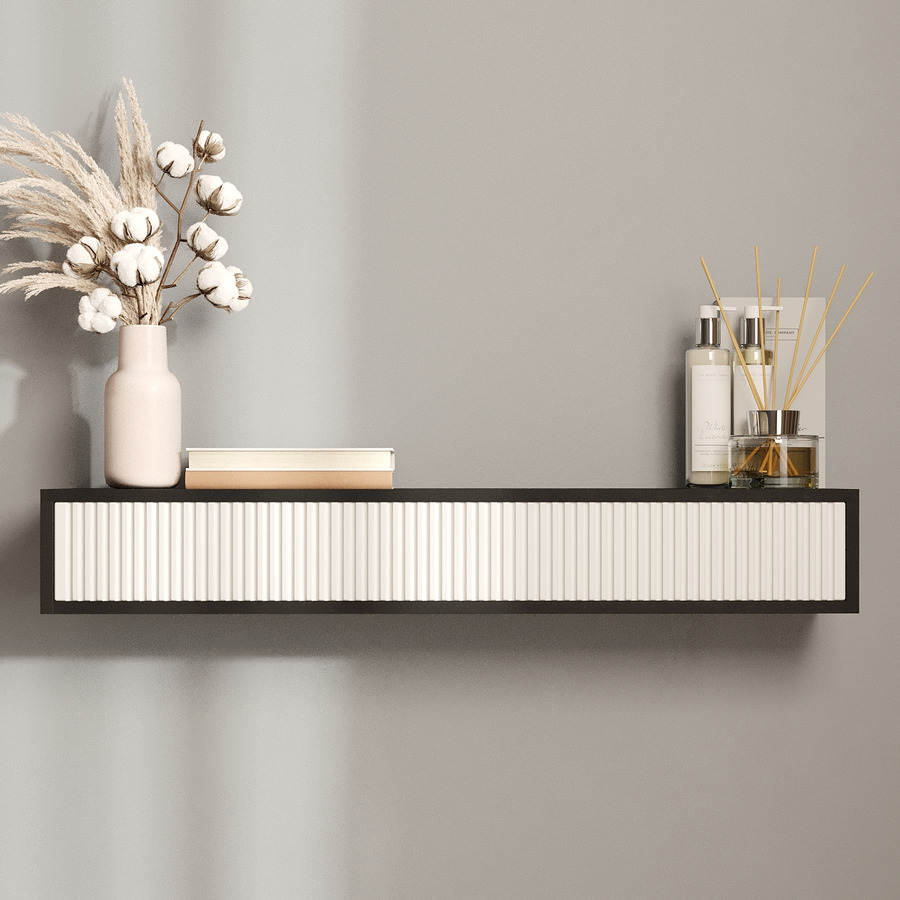 

Подвесной туалетный столик Fenster Порто Чёрный/Белый