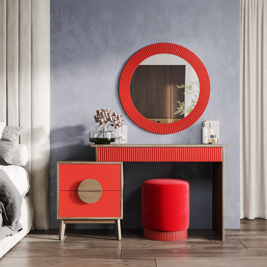 

Трюмо с пуфом Fenster Амур Красный/Аликанте