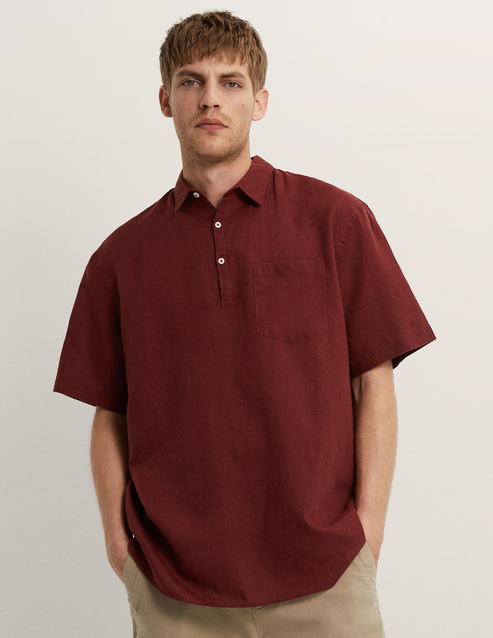 

Рубашка к/р Zara М0112405 (8211/308/686) цвет бордовый M
