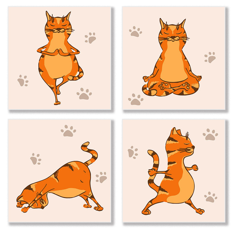 

Картина по номерам Идейка Полиптих Yoga-cat KNP010 4шт 18х18