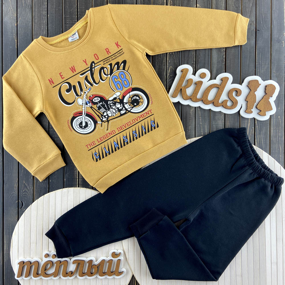 

Теплый спортивный костюм NNK 284-55 (104 см) Темно-желтый / черный