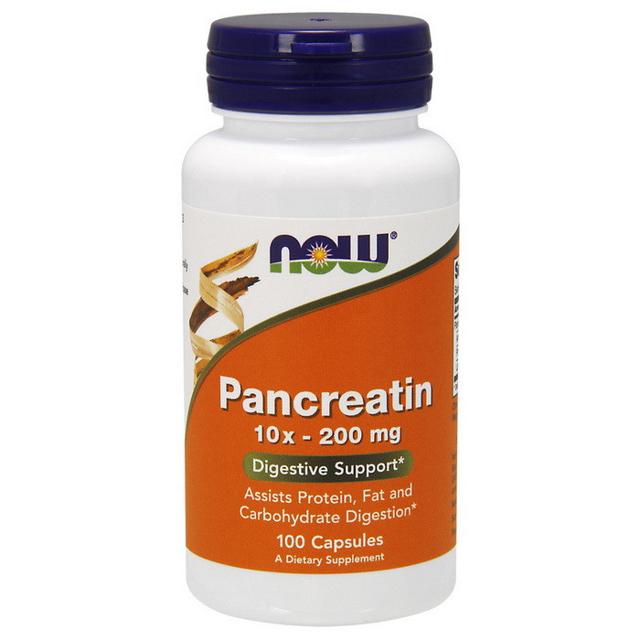 

Панкреатин для улучшения пищеварения Нау Фудс / Now Foods Pancreatin 10x-200 mg (100 caps)