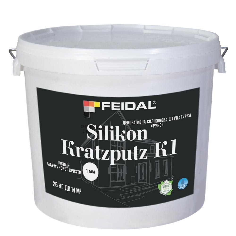

Декоративная силиконовая штукатурка 25кг FEIDAL Silikon Kratzputz K1 Руно
