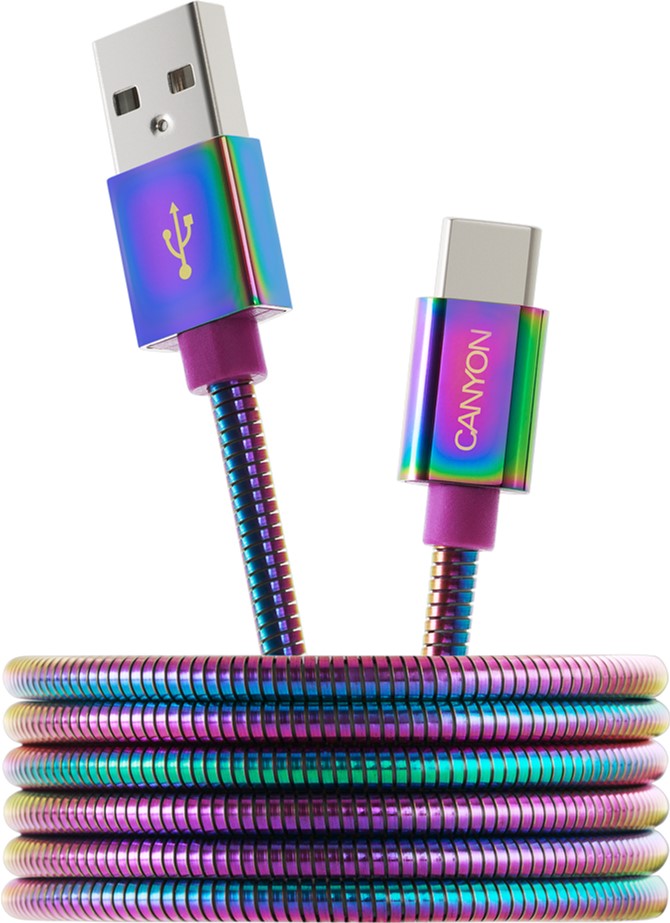 

Кабель Canyon USB Type C - USB A 2.0 1.2 м Rainbow (CNS-USBC7RW)