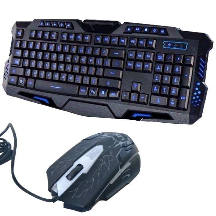 

Клавиатура Atlanfa V-100P + мышка - игровой комплект проводная клавиатура с 3-мя подсветками + мышь