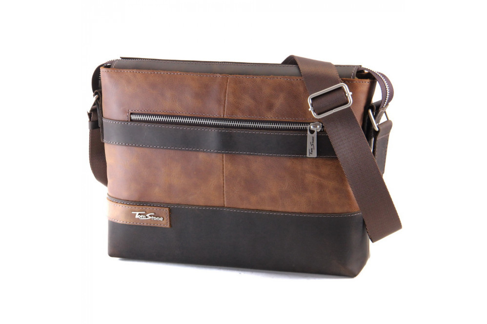 

Сумка мужская кожаная Tom Stone, рыжий с коричневым 517 R