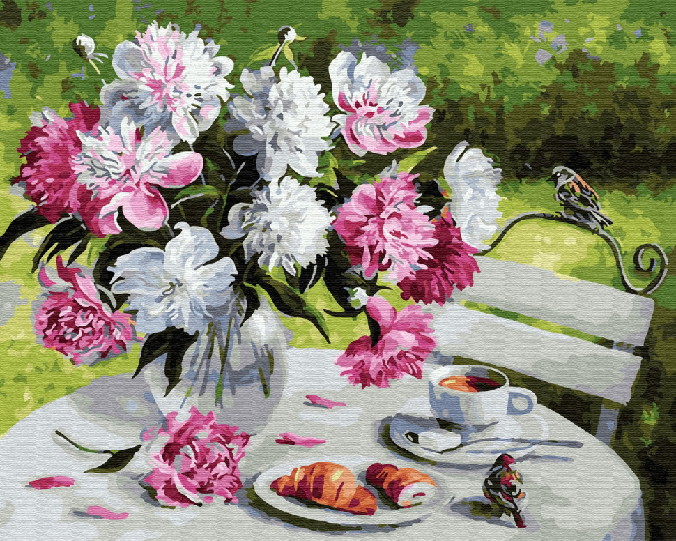 

Картина по номерам Brushme Завтрак с пионами GX29388