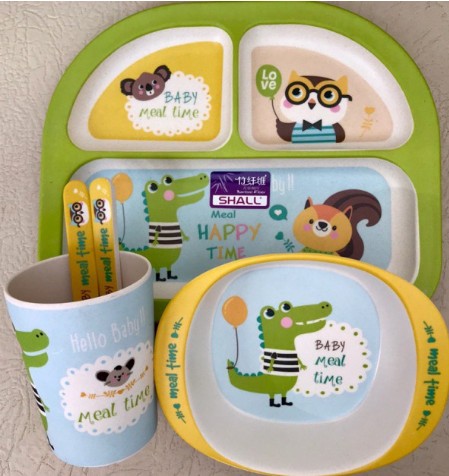 

Набор детской посуды SHALL из бамбукового волокна "Любимый крокодил" - 5 предметов