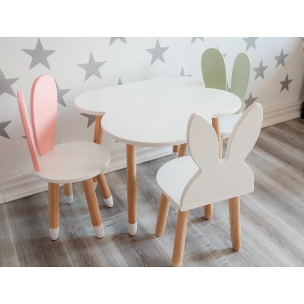

Детский стол Baby Room + 3 стула с ушами Белый (BR008)