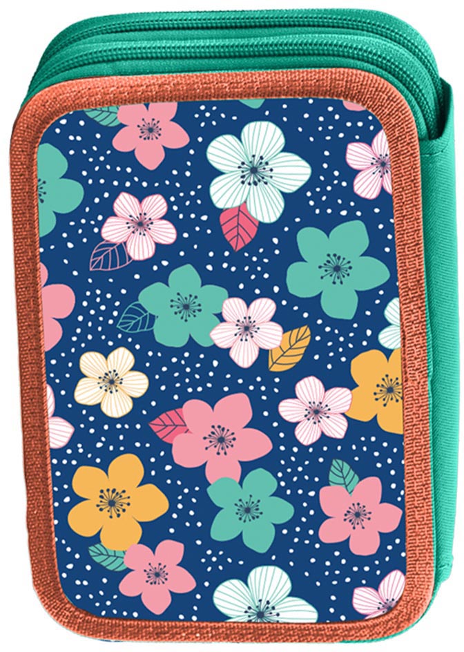 

Пенал твердый Smart двойной HP-01 Flowers melody синий/коралловый (532843)