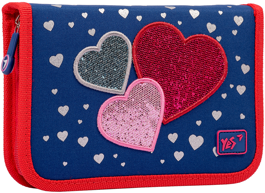 

Пенал твердый YES одинарный без клапана HP-02 Heart beat синий (533077)