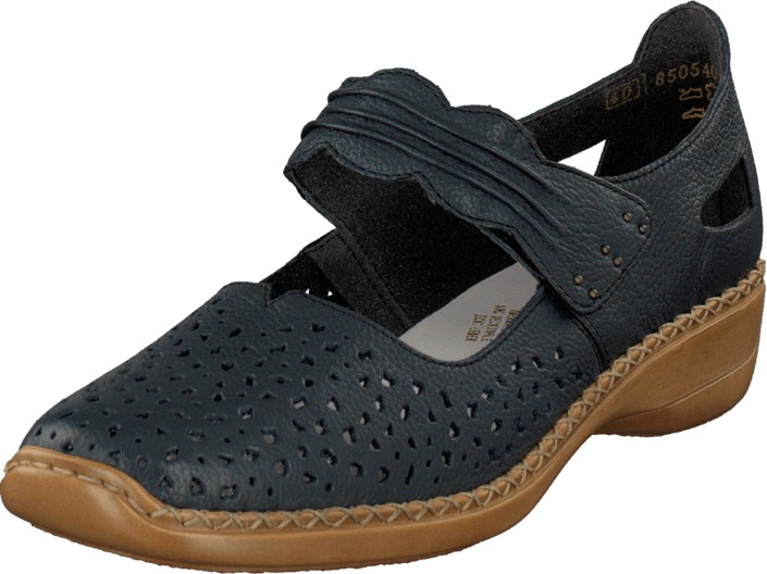 

Женские перфорированные туфли Rieker 41399-14 36р. темно-синие