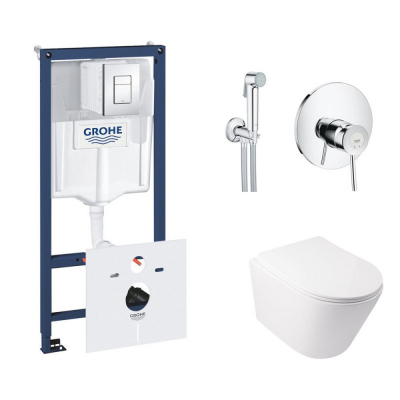 

Комплект инсталляция Grohe Rapid SL 38827000 + унитаз с сиденьем Qtap Swan QT16335178W + набор для гигиенического душа со смесителем Grohe BauClassic 2904800S