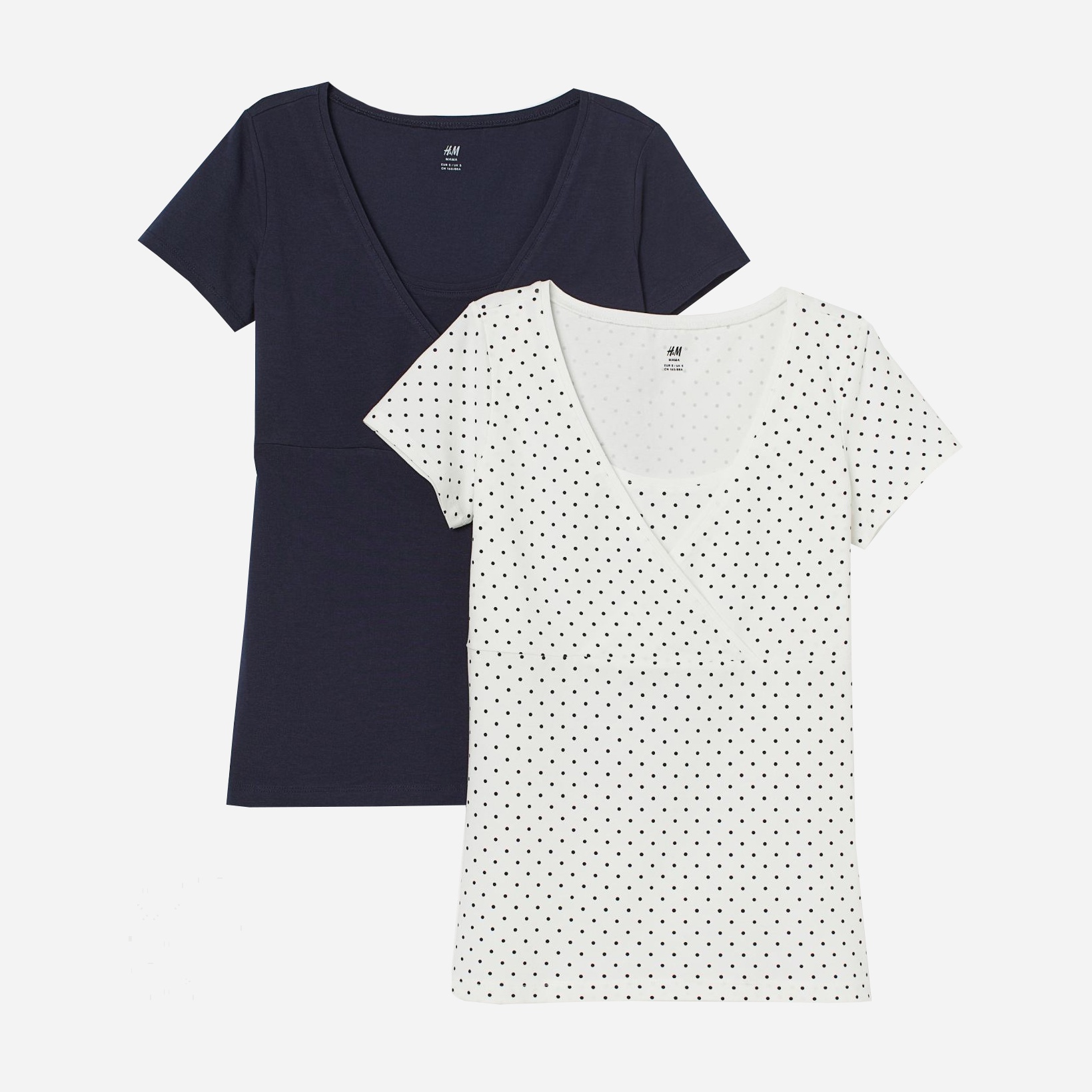 

Футболка для кормящих мам H&M 060433414_comp XS 2 шт Темно-синяя с белым