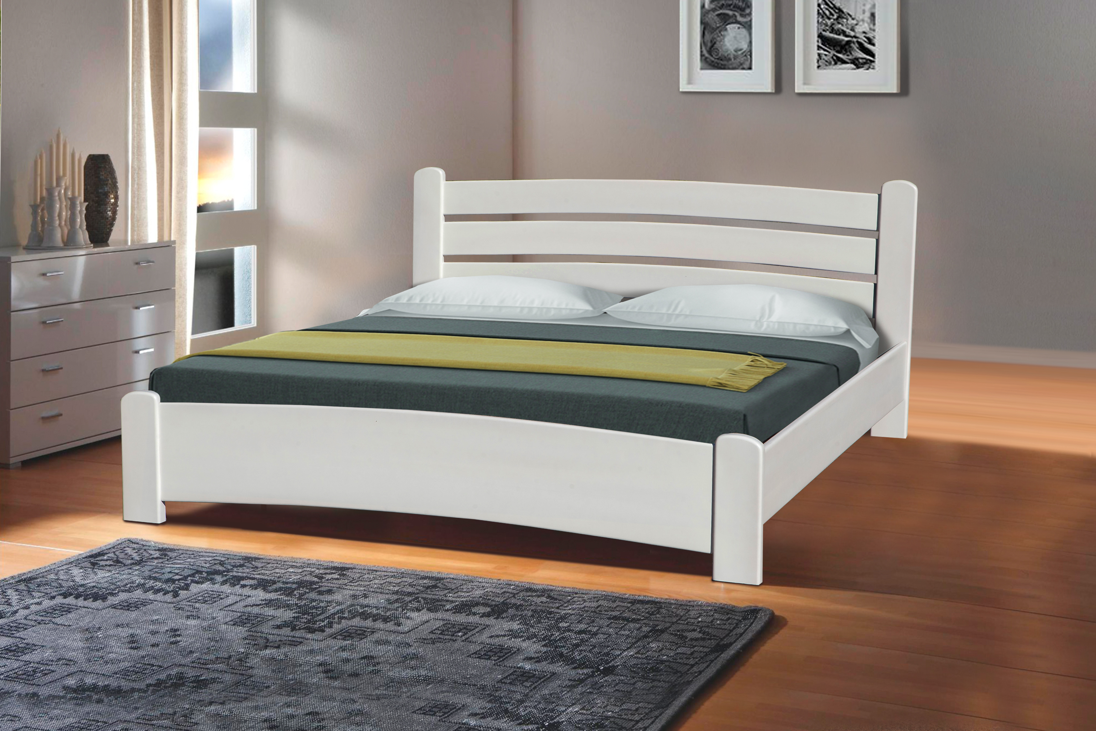 

Кровать из натурального дерева ольха двуспальная 160х200 с основанием София Микс Мебель Белый