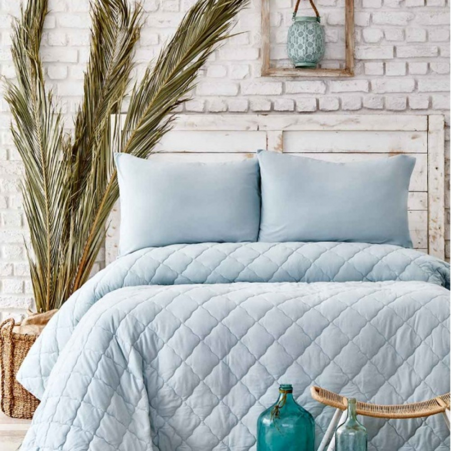 

Набор постельное белье с одеялом Karaca Home - Cloudy mint ментоловый полуторный (svt-2000022254397)