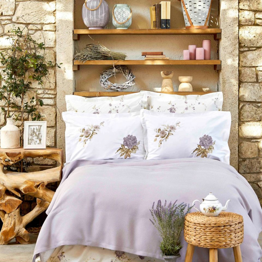 

Постельное белье Karaca Home - Henri lila лиловый pike jacquard 200*220 евро (svt-2000022285148)