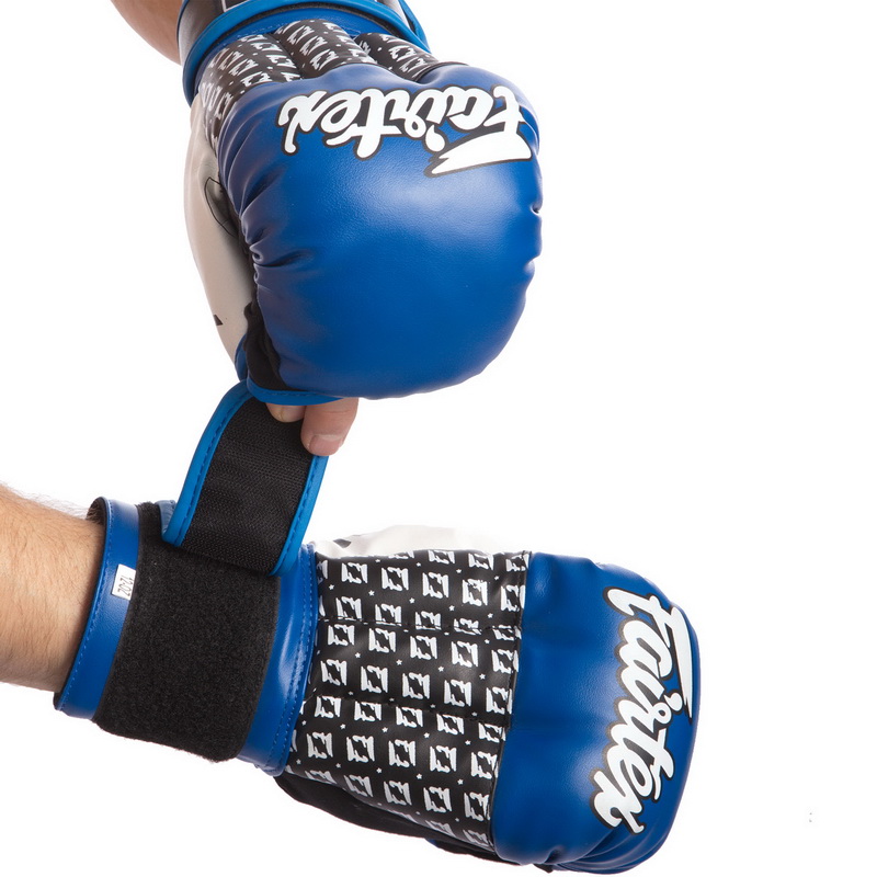 

Перчатки гибридные для единоборств ММА PU FAIRTEX 0273 (р-р 12oz, синий)