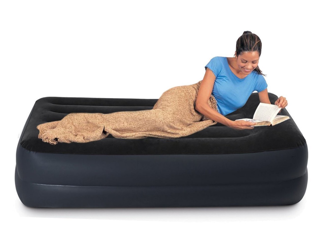 

Надувная односпальная кровать Intex Pillow Rest Raised Bed с наматрасником подушками и насосом ПВХ Черная 99х191х42 см (IP-172389)