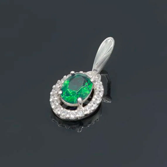 

Серебряный кулон Diva Дива Безупречный овал зеленый фианит (008пз)