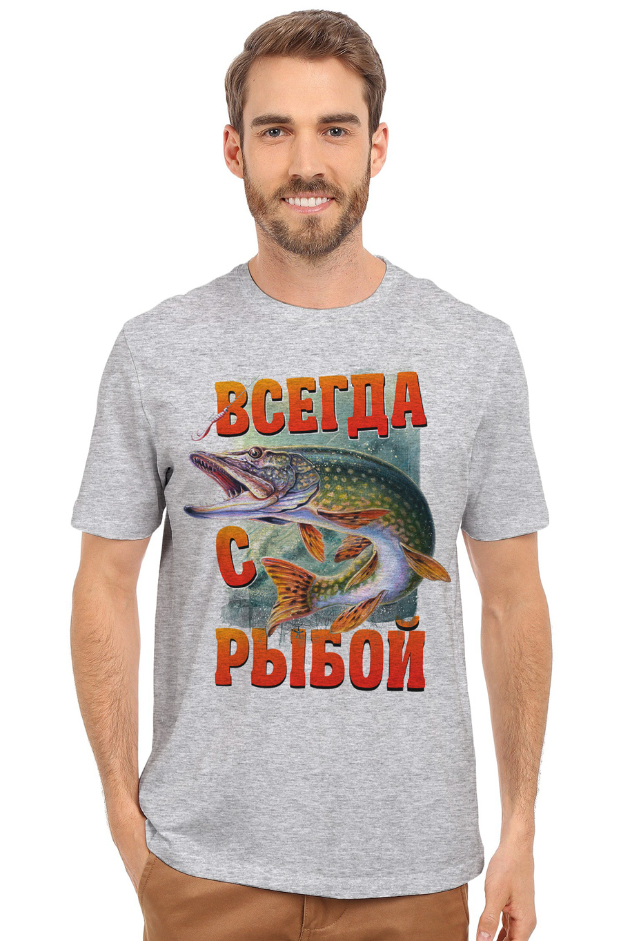 

Футболка OWEAR с принтом Рыбалка 111-37-M-GH8 XXL Серый-меланж
